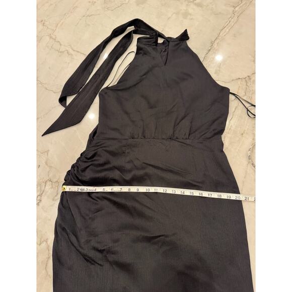 Veronica Beard Dress Sz 16 Women’s Black Silk Halter Asymmetrical Cocktail Gown - Picture 11 of 12